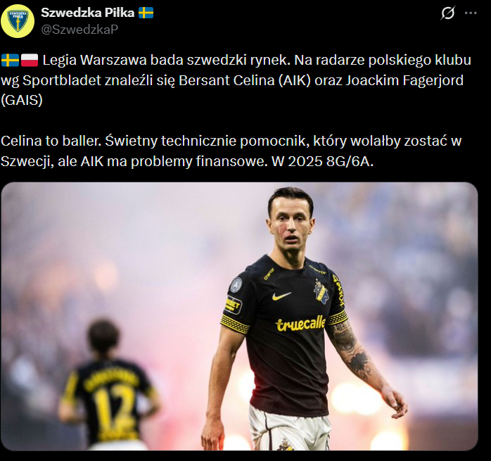 HIT! Legia szuka wzmocnień w Szwecji i chce... BYŁEGO PIŁKARZA MANCHESTERU CITY!